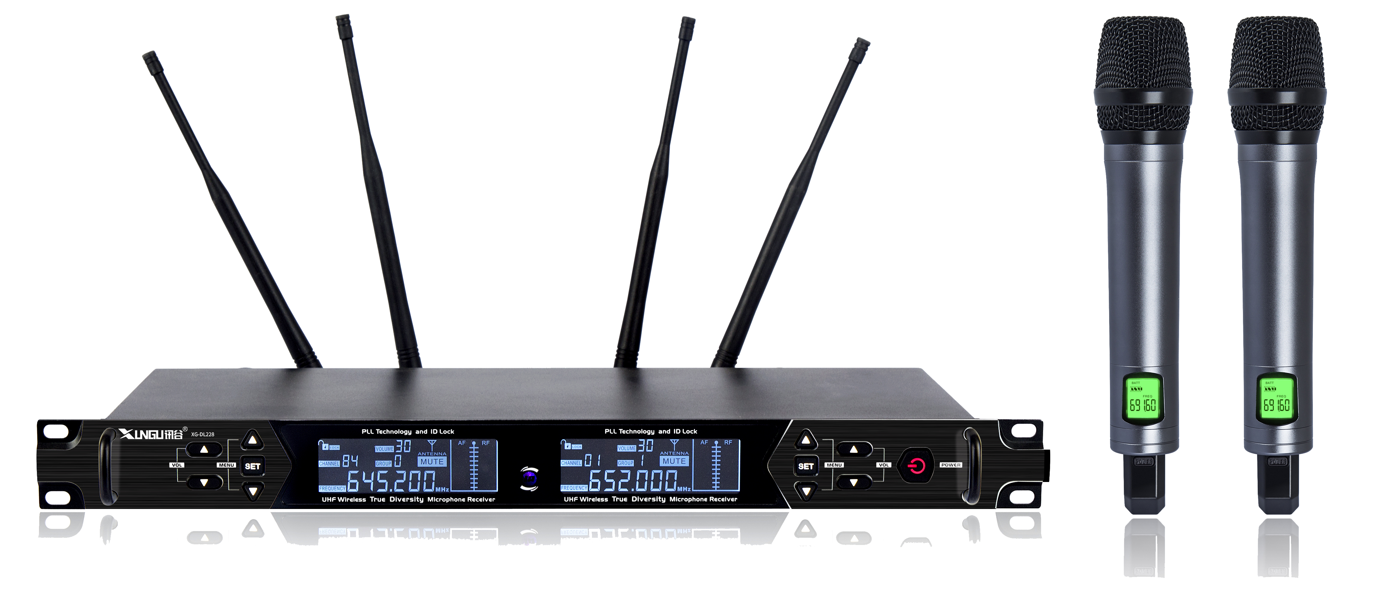 UHF Wireless Dual-Channel KTV Microphone System | 200 Channels, LCD Display